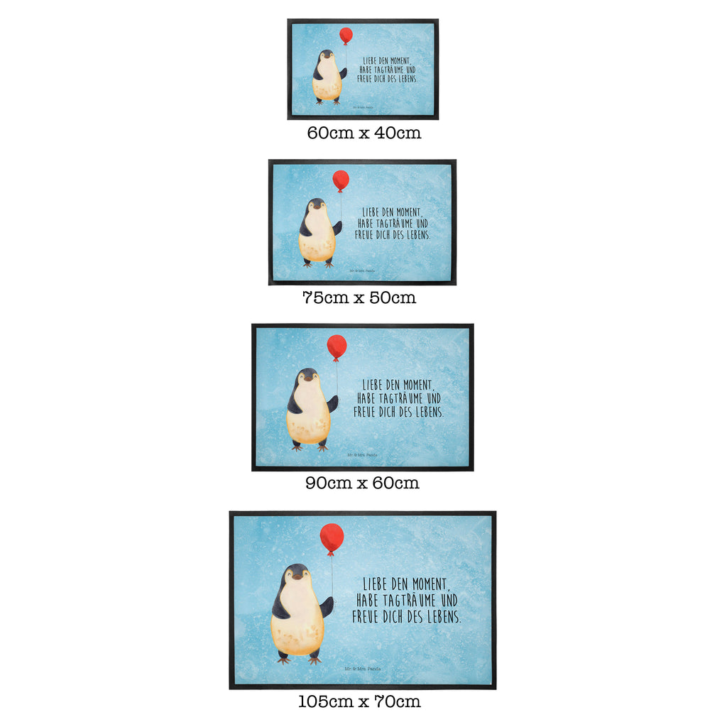 Fußmatte Pinguin Luftballon Türvorleger, Schmutzmatte, Fußabtreter, Matte, Schmutzfänger, Fußabstreifer, Schmutzfangmatte, Türmatte, Motivfußmatte, Haustürmatte, Vorleger, Pinguin, Pinguine, Luftballon, Tagträume, Lebenslust, Geschenk Freundin, Geschenkidee, beste Freundin, Motivation, Neustart, neues Leben, Liebe, Glück