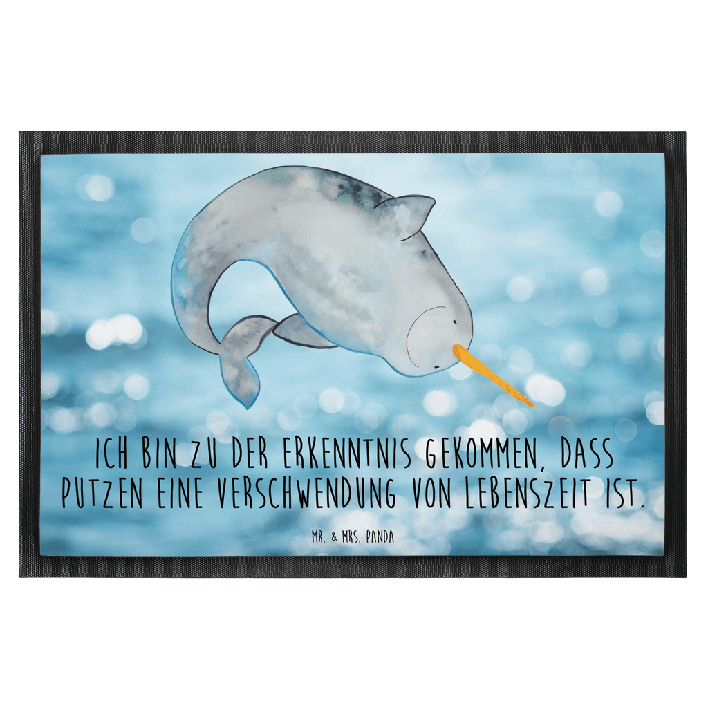 Fußmatte Narwal Narwal, Wal, Putzen, Hausfrau, Junggesellin, aufräumen, Kinderzimmer,  Türvorleger, Schmutzmatte, Fußabtreter, Matte, Schmutzfänger, Fußabstreifer, Schmutzfangmatte, Türmatte, Motivfußmatte,  Haustürmatte, Vorleger  Meerestiere, Meer, Urlaub