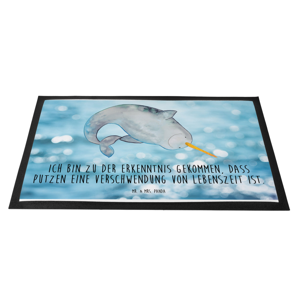 Fußmatte Narwal Narwal, Wal, Putzen, Hausfrau, Junggesellin, aufräumen, Kinderzimmer,  Türvorleger, Schmutzmatte, Fußabtreter, Matte, Schmutzfänger, Fußabstreifer, Schmutzfangmatte, Türmatte, Motivfußmatte,  Haustürmatte, Vorleger  Meerestiere, Meer, Urlaub