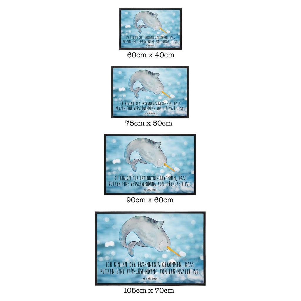 Fußmatte Narwal Narwal, Wal, Putzen, Hausfrau, Junggesellin, aufräumen, Kinderzimmer,  Türvorleger, Schmutzmatte, Fußabtreter, Matte, Schmutzfänger, Fußabstreifer, Schmutzfangmatte, Türmatte, Motivfußmatte,  Haustürmatte, Vorleger  Meerestiere, Meer, Urlaub