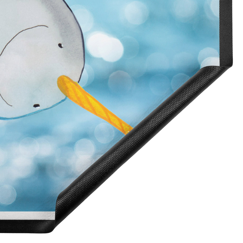 Fußmatte Narwal Narwal, Wal, Putzen, Hausfrau, Junggesellin, aufräumen, Kinderzimmer,  Türvorleger, Schmutzmatte, Fußabtreter, Matte, Schmutzfänger, Fußabstreifer, Schmutzfangmatte, Türmatte, Motivfußmatte,  Haustürmatte, Vorleger  Meerestiere, Meer, Urlaub