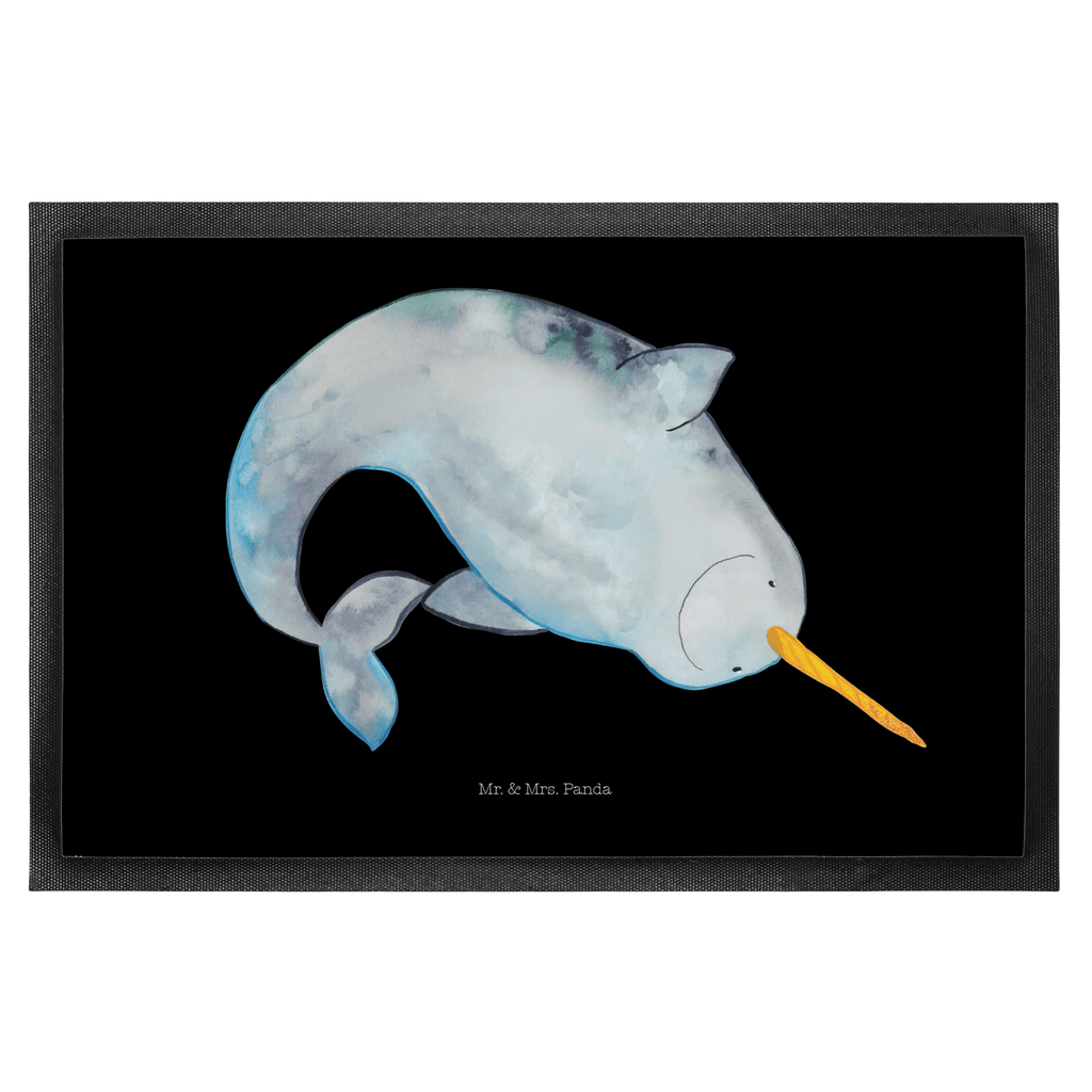 Fußmatte Narwal Narwal, Wal, Putzen, Hausfrau, Junggesellin, aufräumen, Kinderzimmer,  Türvorleger, Schmutzmatte, Fußabtreter, Matte, Schmutzfänger, Fußabstreifer, Schmutzfangmatte, Türmatte, Motivfußmatte,  Haustürmatte, Vorleger  Meerestiere, Meer, Urlaub