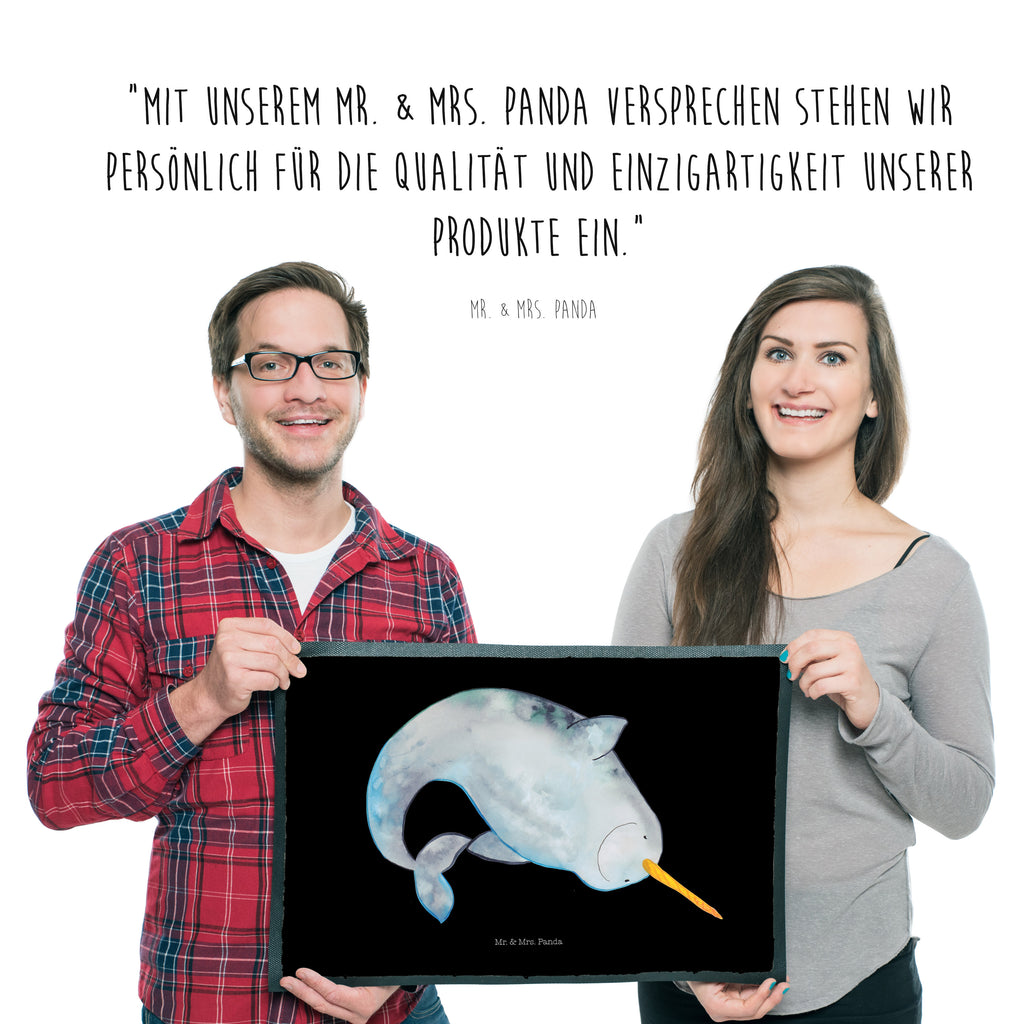 Fußmatte Narwal Narwal, Wal, Putzen, Hausfrau, Junggesellin, aufräumen, Kinderzimmer,  Türvorleger, Schmutzmatte, Fußabtreter, Matte, Schmutzfänger, Fußabstreifer, Schmutzfangmatte, Türmatte, Motivfußmatte,  Haustürmatte, Vorleger  Meerestiere, Meer, Urlaub