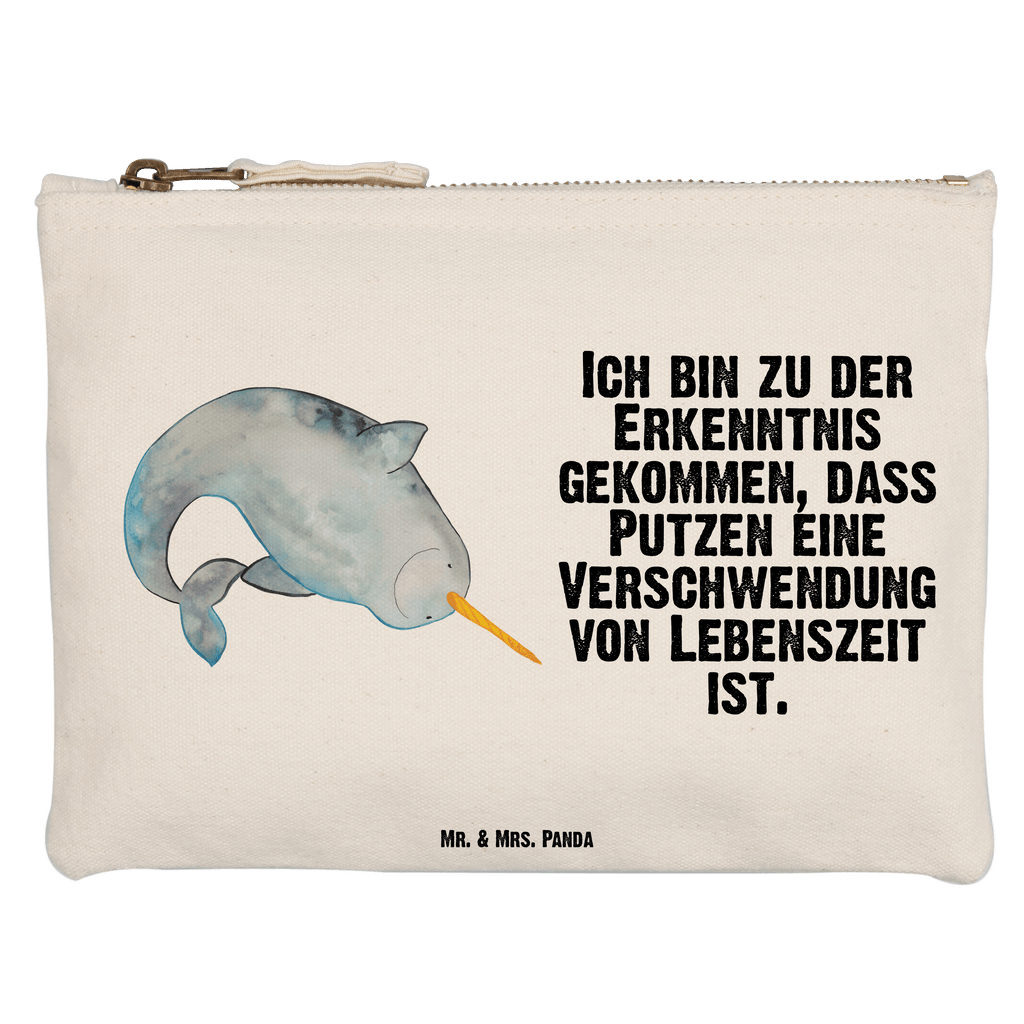 Schminktasche Narwal Schminktasche, Kosmetiktasche, Kosmetikbeutel, Stiftemäppchen, Etui, Federmappe, Makeup, XXL, Schminketui, Kosmetiketui, Schlamperetui, Meerestiere, Meer, Urlaub, Narwal, Wal, Putzen, Hausfrau, Junggesellin, aufräumen, Kinderzimmer