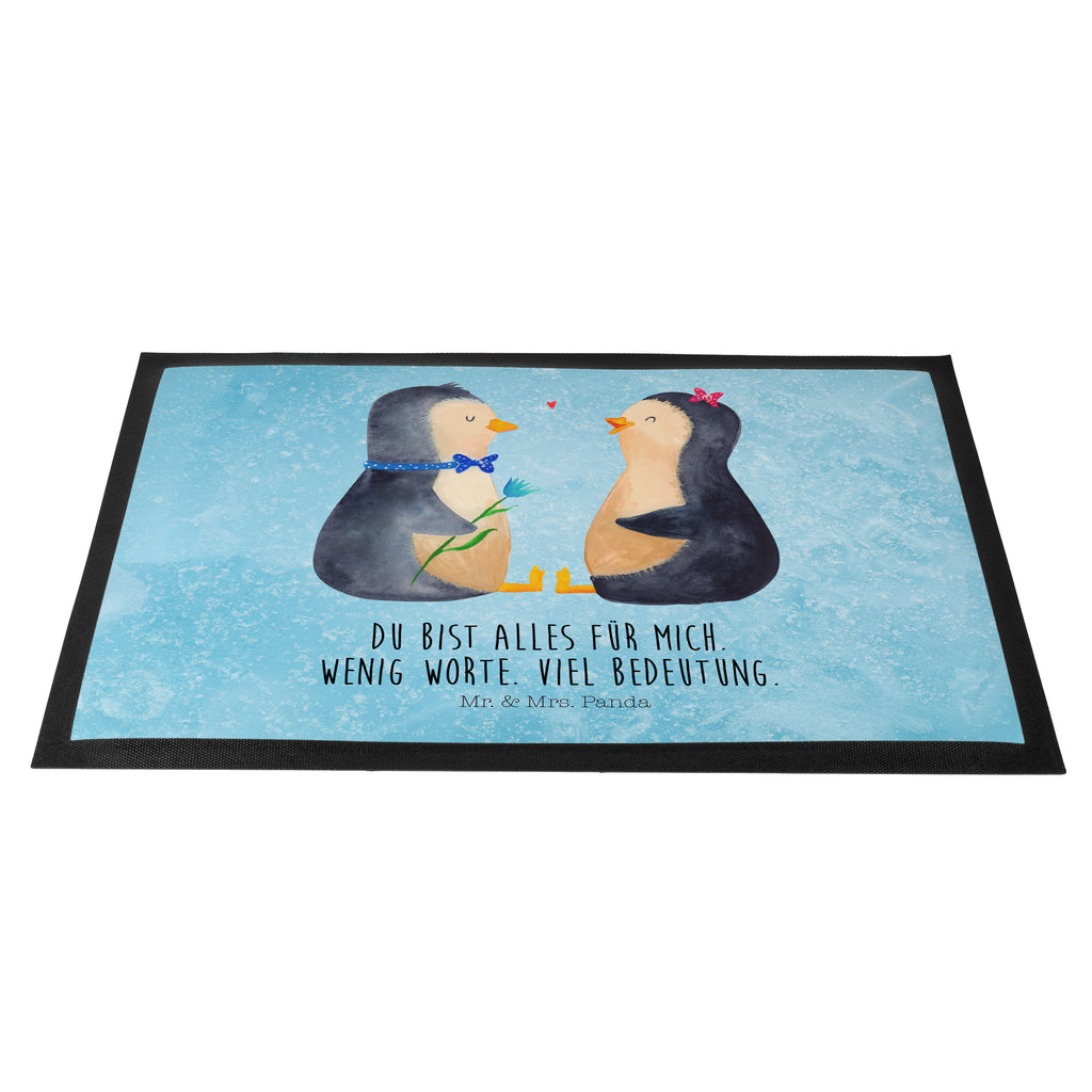 Fußmatte Pinguin Pärchen Türvorleger, Schmutzmatte, Fußabtreter, Matte, Schmutzfänger, Fußabstreifer, Schmutzfangmatte, Türmatte, Motivfußmatte, Haustürmatte, Vorleger, Pinguin, Pinguine, Liebe, Liebespaar, Liebesbeweis, Liebesgeschenk, Verlobung, Jahrestag, Hochzeitstag, Hochzeit, Hochzeitsgeschenk, große Liebe, Traumpaar