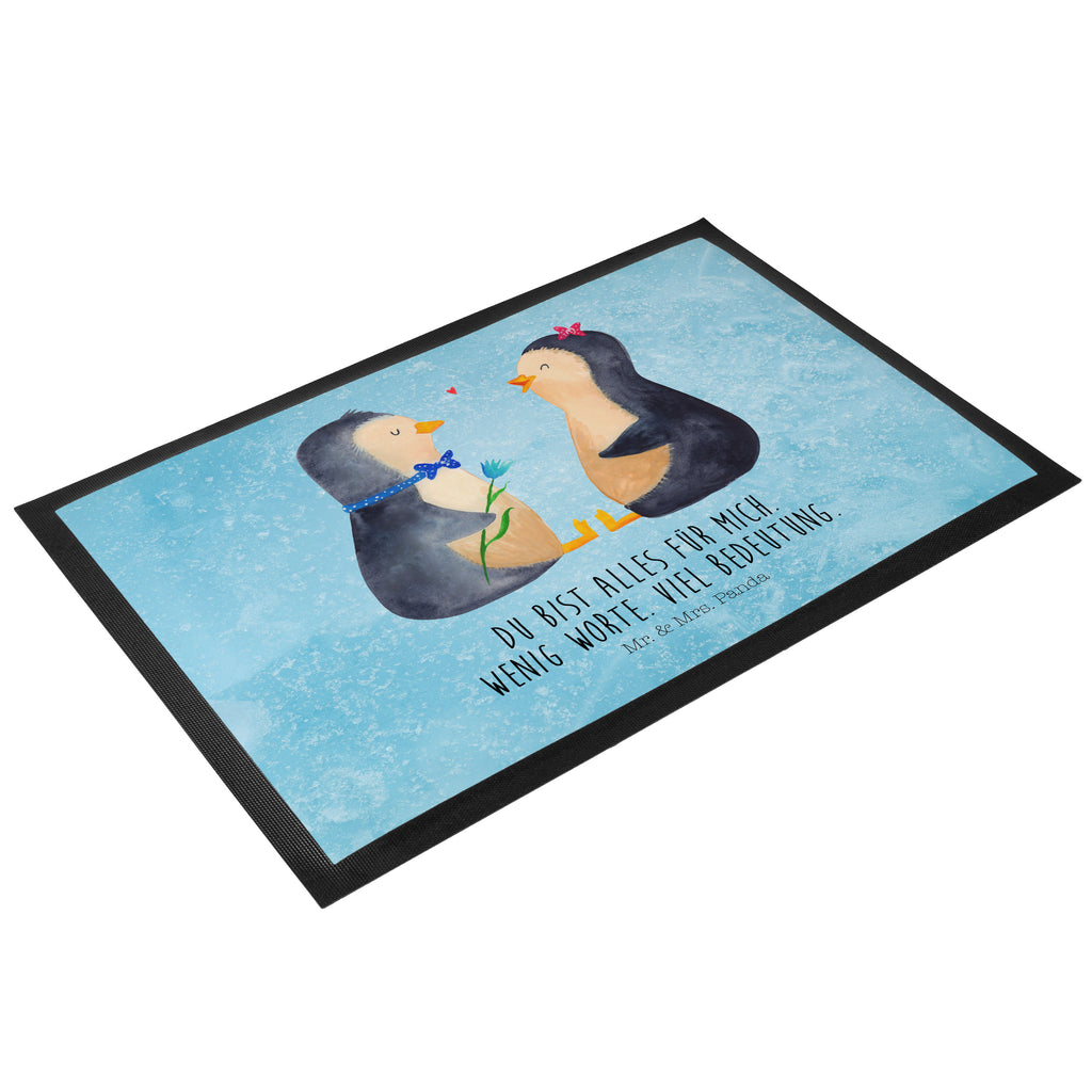 Fußmatte Pinguin Pärchen Türvorleger, Schmutzmatte, Fußabtreter, Matte, Schmutzfänger, Fußabstreifer, Schmutzfangmatte, Türmatte, Motivfußmatte, Haustürmatte, Vorleger, Pinguin, Pinguine, Liebe, Liebespaar, Liebesbeweis, Liebesgeschenk, Verlobung, Jahrestag, Hochzeitstag, Hochzeit, Hochzeitsgeschenk, große Liebe, Traumpaar