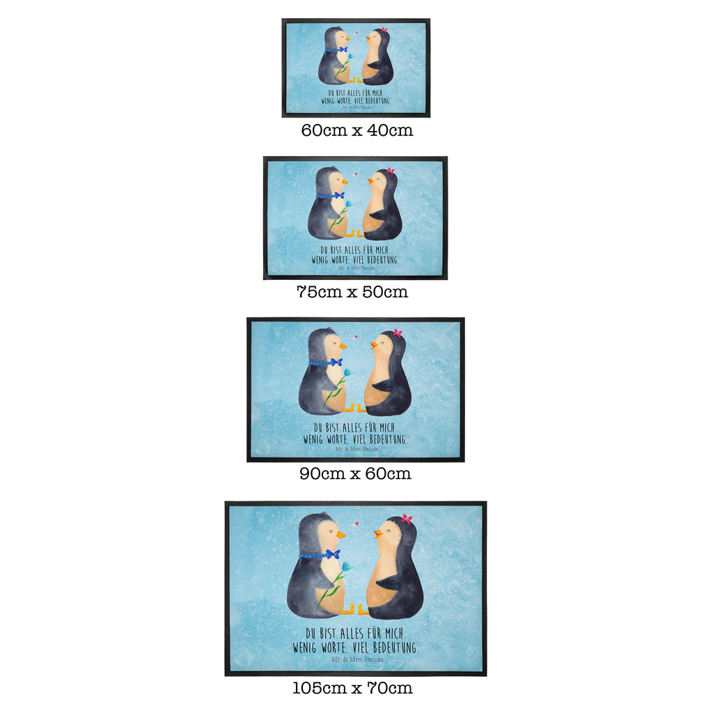 Fußmatte Pinguin Pärchen Türvorleger, Schmutzmatte, Fußabtreter, Matte, Schmutzfänger, Fußabstreifer, Schmutzfangmatte, Türmatte, Motivfußmatte, Haustürmatte, Vorleger, Pinguin, Pinguine, Liebe, Liebespaar, Liebesbeweis, Liebesgeschenk, Verlobung, Jahrestag, Hochzeitstag, Hochzeit, Hochzeitsgeschenk, große Liebe, Traumpaar