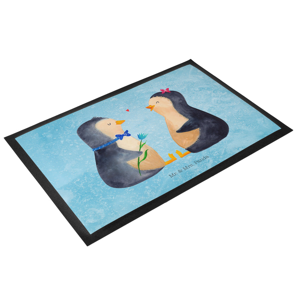 Fußmatte Pinguin Pärchen Türvorleger, Schmutzmatte, Fußabtreter, Matte, Schmutzfänger, Fußabstreifer, Schmutzfangmatte, Türmatte, Motivfußmatte, Haustürmatte, Vorleger, Pinguin, Pinguine, Liebe, Liebespaar, Liebesbeweis, Liebesgeschenk, Verlobung, Jahrestag, Hochzeitstag, Hochzeit, Hochzeitsgeschenk, große Liebe, Traumpaar