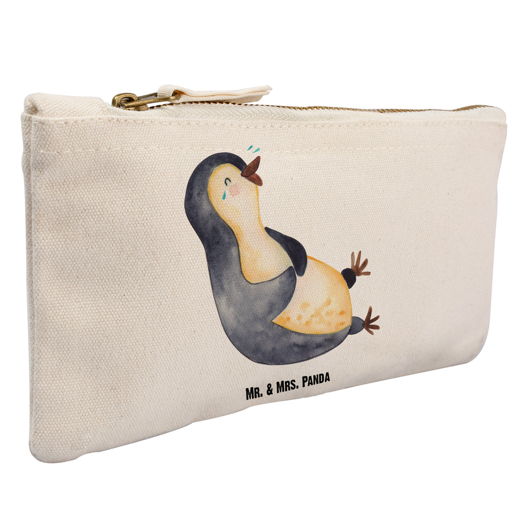 Schminktasche Pinguin lachend Schminktasche, Kosmetiktasche, Kosmetikbeutel, Stiftemäppchen, Etui, Federmappe, Makeup, XXL, Schminketui, Kosmetiketui, Schlamperetui, Pinguin, Pinguine, lustiger Spruch, Optimismus, Fröhlich, Lachen, Humor, Fröhlichkeit