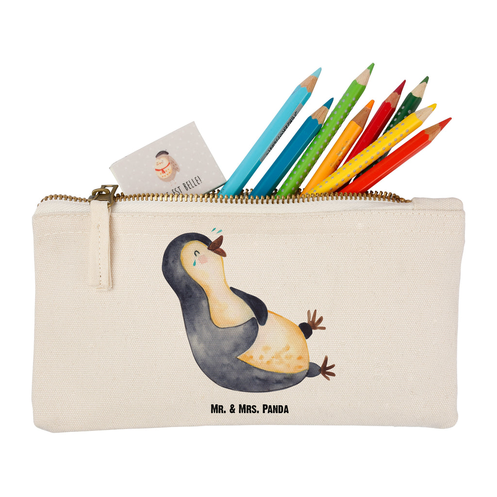 Schminktasche Pinguin lachend Schminktasche, Kosmetiktasche, Kosmetikbeutel, Stiftemäppchen, Etui, Federmappe, Makeup, XXL, Schminketui, Kosmetiketui, Schlamperetui, Pinguin, Pinguine, lustiger Spruch, Optimismus, Fröhlich, Lachen, Humor, Fröhlichkeit