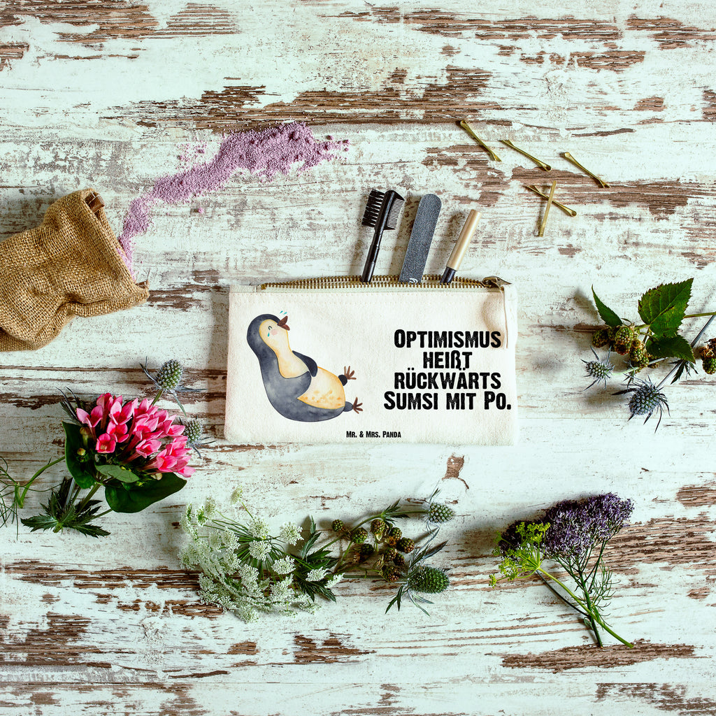 Schminktasche Pinguin lachend Schminktasche, Kosmetiktasche, Kosmetikbeutel, Stiftemäppchen, Etui, Federmappe, Makeup, XXL, Schminketui, Kosmetiketui, Schlamperetui, Pinguin, Pinguine, lustiger Spruch, Optimismus, Fröhlich, Lachen, Humor, Fröhlichkeit