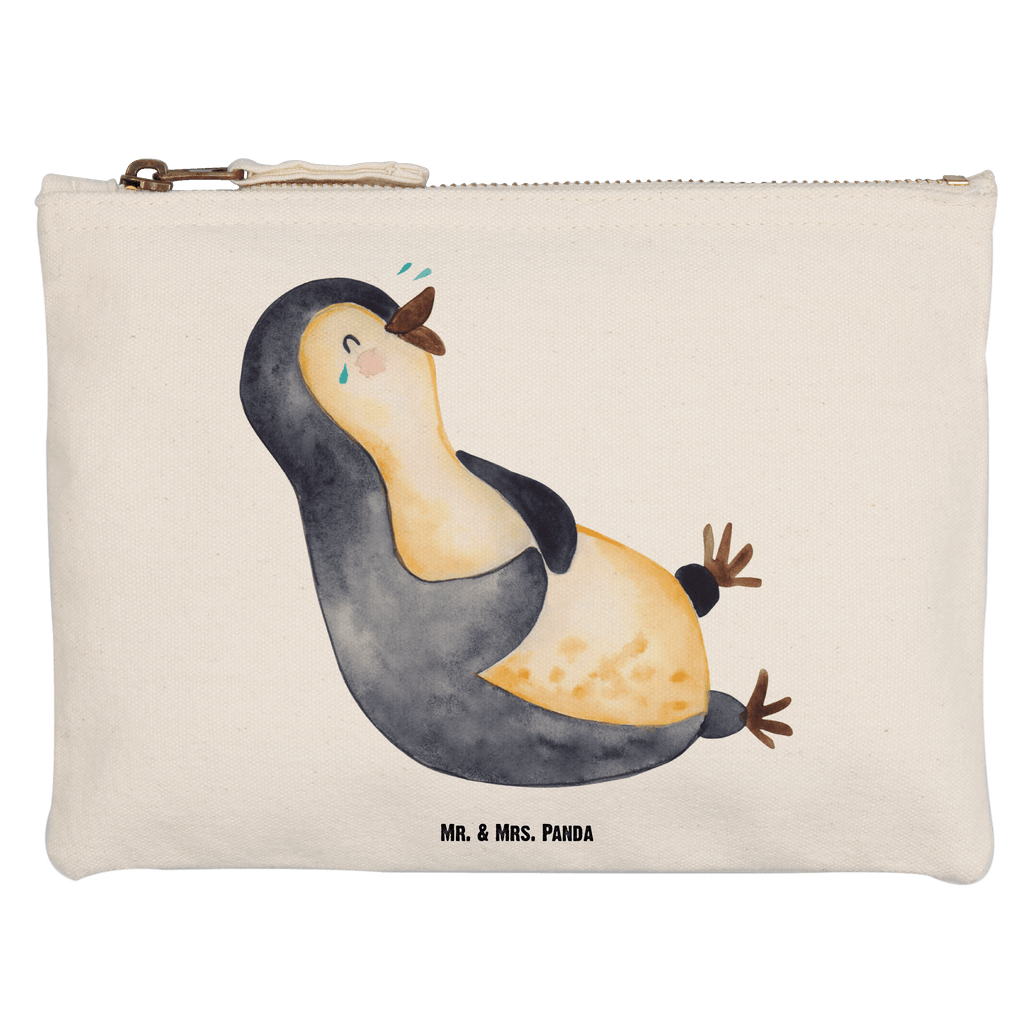 Schminktasche Pinguin lachend Schminktasche, Kosmetiktasche, Kosmetikbeutel, Stiftemäppchen, Etui, Federmappe, Makeup, XXL, Schminketui, Kosmetiketui, Schlamperetui, Pinguin, Pinguine, lustiger Spruch, Optimismus, Fröhlich, Lachen, Humor, Fröhlichkeit