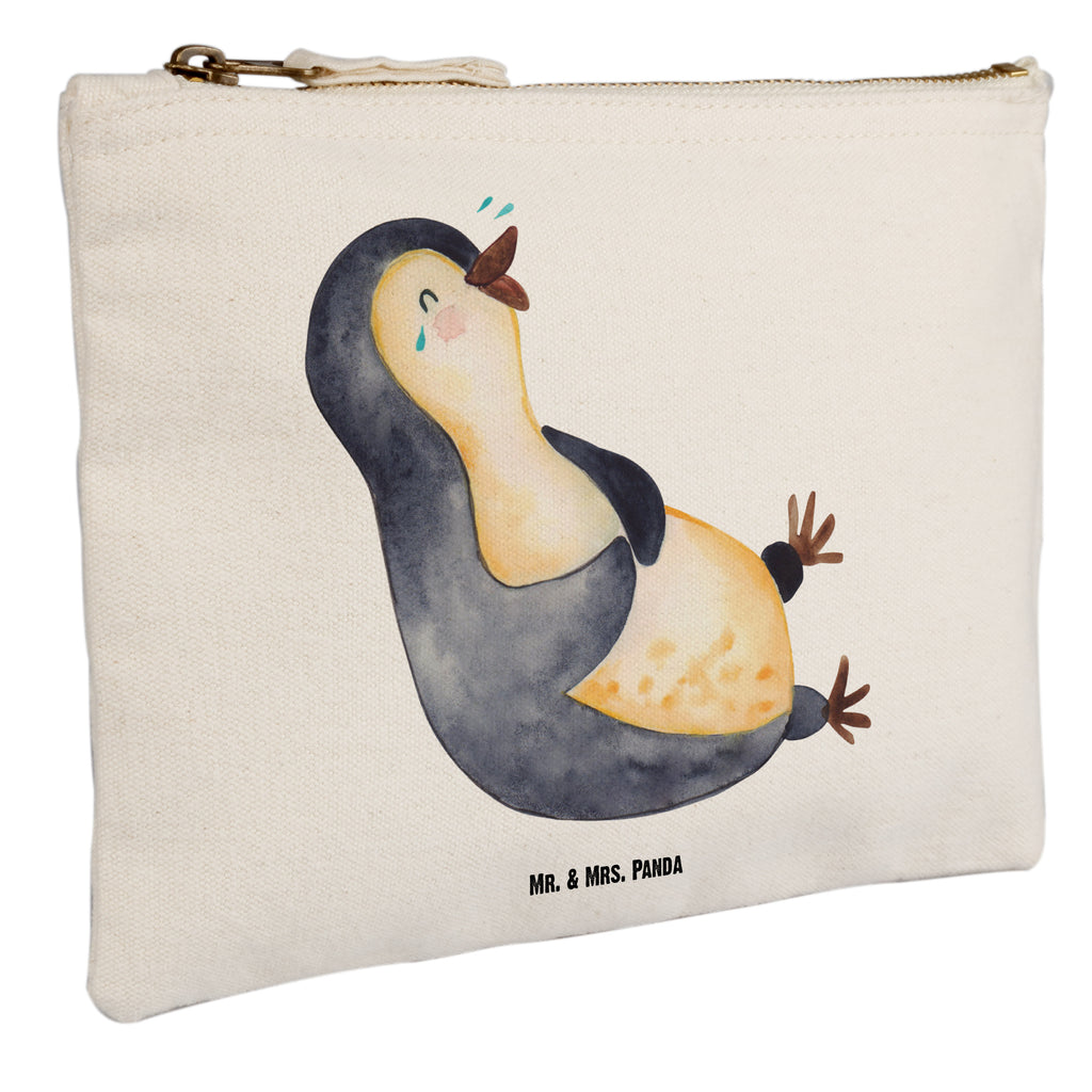 Schminktasche Pinguin lachend Schminktasche, Kosmetiktasche, Kosmetikbeutel, Stiftemäppchen, Etui, Federmappe, Makeup, XXL, Schminketui, Kosmetiketui, Schlamperetui, Pinguin, Pinguine, lustiger Spruch, Optimismus, Fröhlich, Lachen, Humor, Fröhlichkeit