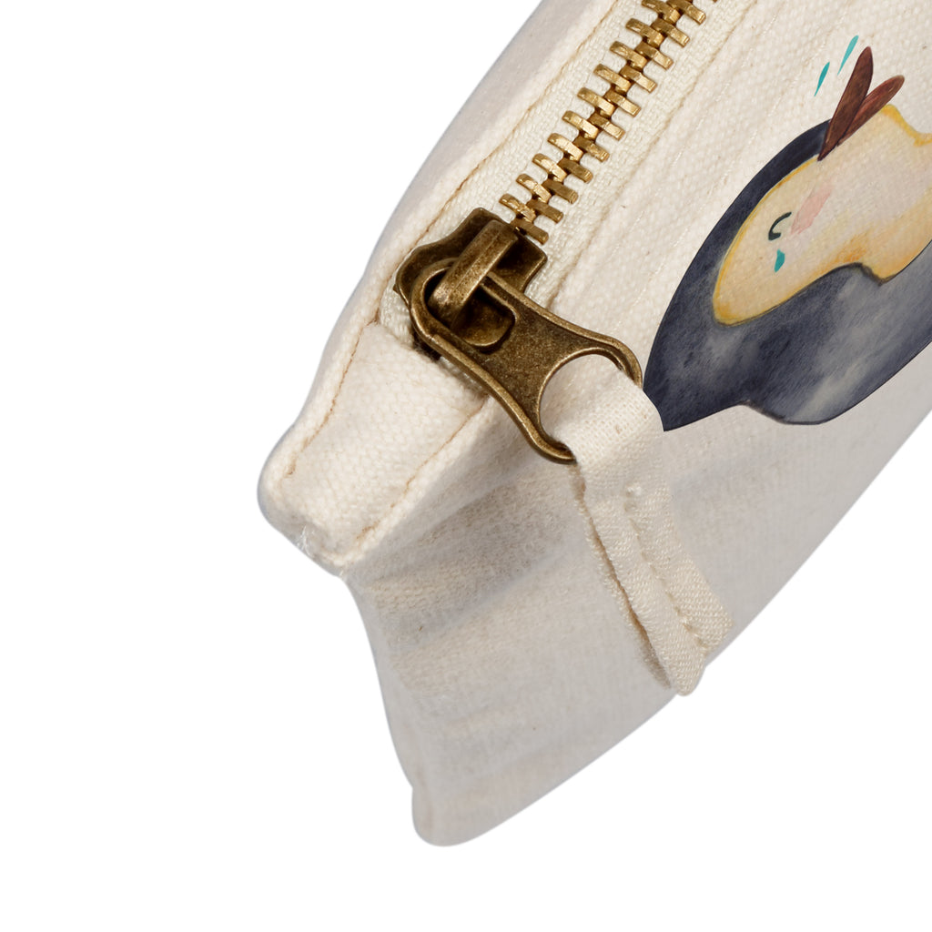 Schminktasche Pinguin lachend Schminktasche, Kosmetiktasche, Kosmetikbeutel, Stiftemäppchen, Etui, Federmappe, Makeup, XXL, Schminketui, Kosmetiketui, Schlamperetui, Pinguin, Pinguine, lustiger Spruch, Optimismus, Fröhlich, Lachen, Humor, Fröhlichkeit