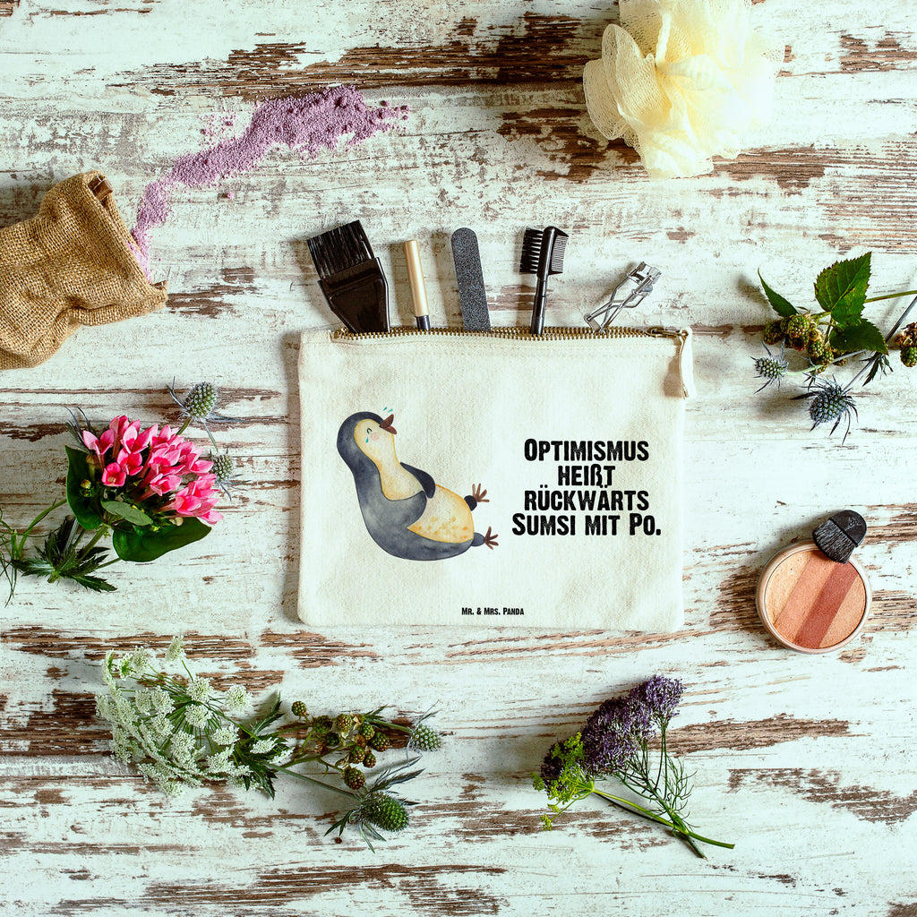 Schminktasche Pinguin lachend Schminktasche, Kosmetiktasche, Kosmetikbeutel, Stiftemäppchen, Etui, Federmappe, Makeup, XXL, Schminketui, Kosmetiketui, Schlamperetui, Pinguin, Pinguine, lustiger Spruch, Optimismus, Fröhlich, Lachen, Humor, Fröhlichkeit