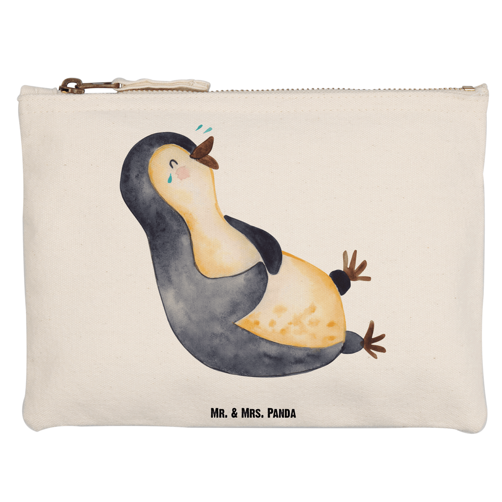 Schminktasche Pinguin lachend Schminktasche, Kosmetiktasche, Kosmetikbeutel, Stiftemäppchen, Etui, Federmappe, Makeup, XXL, Schminketui, Kosmetiketui, Schlamperetui, Pinguin, Pinguine, lustiger Spruch, Optimismus, Fröhlich, Lachen, Humor, Fröhlichkeit