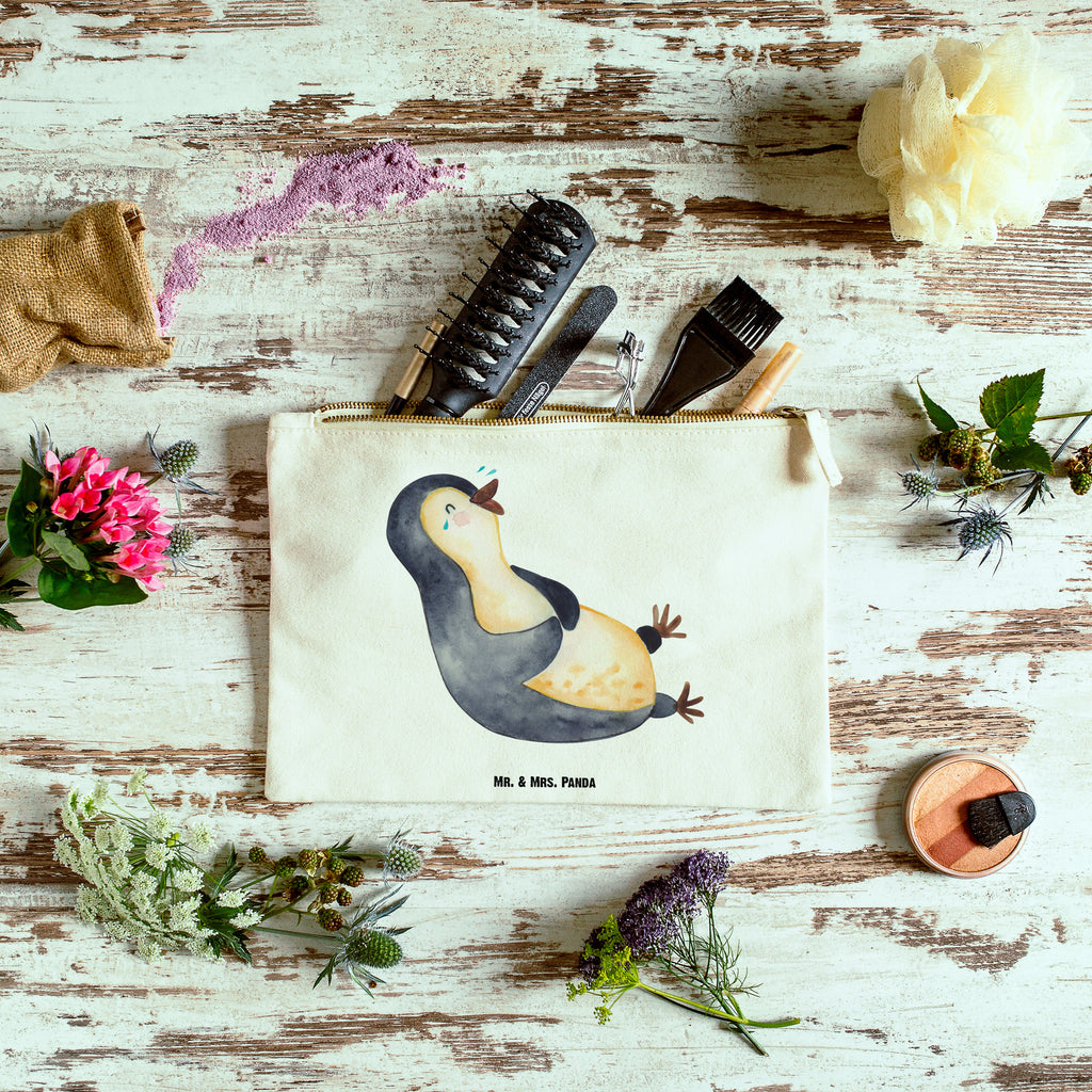 Schminktasche Pinguin lachend Schminktasche, Kosmetiktasche, Kosmetikbeutel, Stiftemäppchen, Etui, Federmappe, Makeup, XXL, Schminketui, Kosmetiketui, Schlamperetui, Pinguin, Pinguine, lustiger Spruch, Optimismus, Fröhlich, Lachen, Humor, Fröhlichkeit