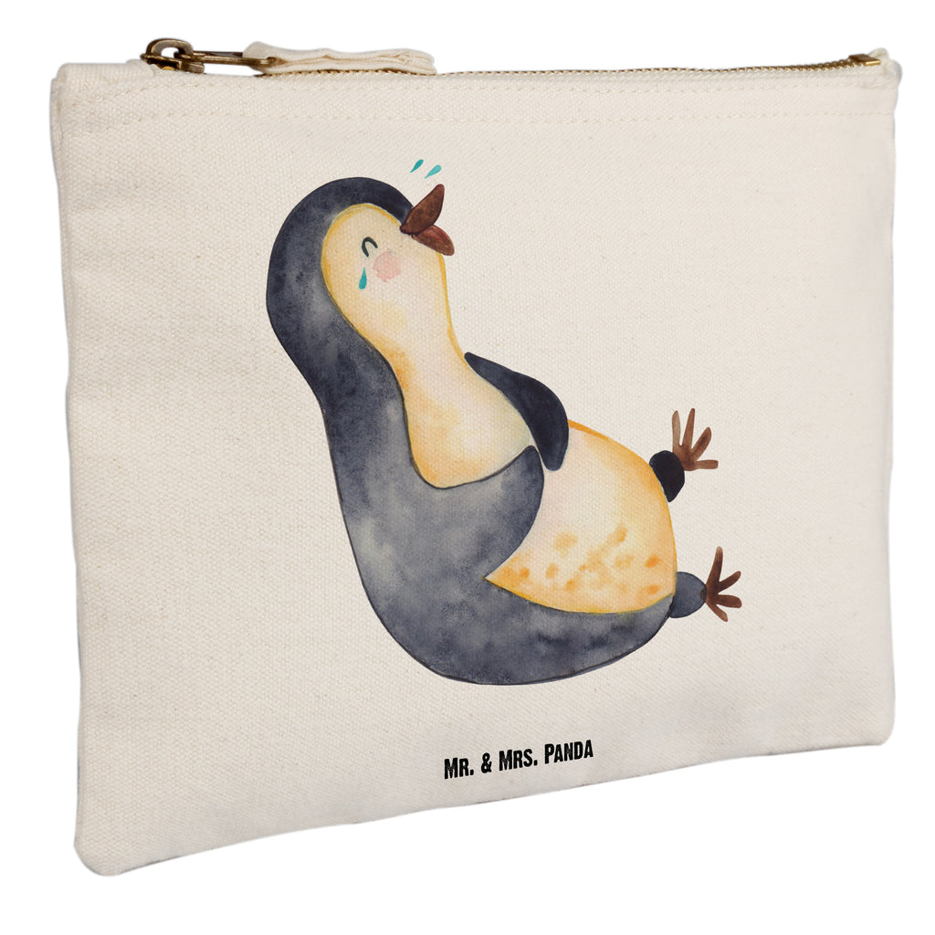 Schminktasche Pinguin lachend Schminktasche, Kosmetiktasche, Kosmetikbeutel, Stiftemäppchen, Etui, Federmappe, Makeup, XXL, Schminketui, Kosmetiketui, Schlamperetui, Pinguin, Pinguine, lustiger Spruch, Optimismus, Fröhlich, Lachen, Humor, Fröhlichkeit