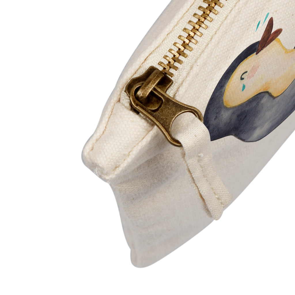 Schminktasche Pinguin lachend Schminktasche, Kosmetiktasche, Kosmetikbeutel, Stiftemäppchen, Etui, Federmappe, Makeup, XXL, Schminketui, Kosmetiketui, Schlamperetui, Pinguin, Pinguine, lustiger Spruch, Optimismus, Fröhlich, Lachen, Humor, Fröhlichkeit