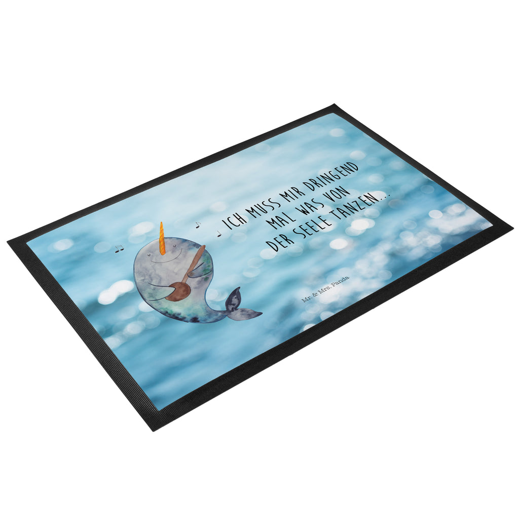 Fußmatte Narwal Gitarre Narwal, Wal, Tanzen, Probleme, Problemlösung, Frust, Gespräche, Gitarre Türvorleger, Schmutzmatte, Fußabtreter, Matte, Schmutzfänger, Fußabstreifer, Schmutzfangmatte, Türmatte, Motivfußmatte,  Haustürmatte, Vorleger  Meerestiere, Meer, Urlaub