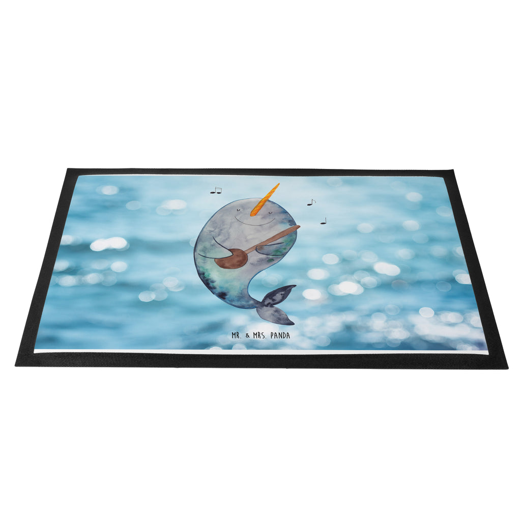 Fußmatte Narwal Gitarre Narwal, Wal, Tanzen, Probleme, Problemlösung, Frust, Gespräche, Gitarre Türvorleger, Schmutzmatte, Fußabtreter, Matte, Schmutzfänger, Fußabstreifer, Schmutzfangmatte, Türmatte, Motivfußmatte,  Haustürmatte, Vorleger  Meerestiere, Meer, Urlaub