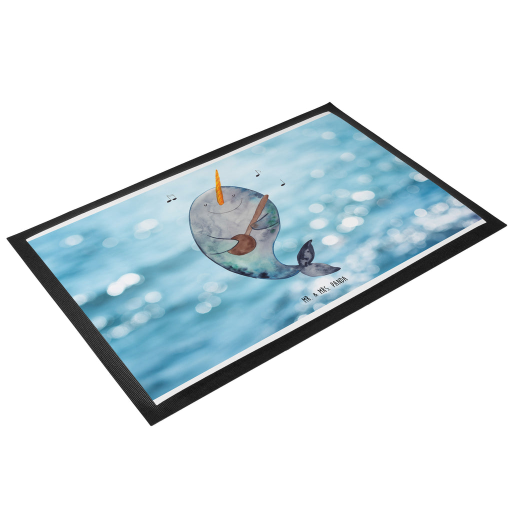 Fußmatte Narwal Gitarre Narwal, Wal, Tanzen, Probleme, Problemlösung, Frust, Gespräche, Gitarre Türvorleger, Schmutzmatte, Fußabtreter, Matte, Schmutzfänger, Fußabstreifer, Schmutzfangmatte, Türmatte, Motivfußmatte,  Haustürmatte, Vorleger  Meerestiere, Meer, Urlaub