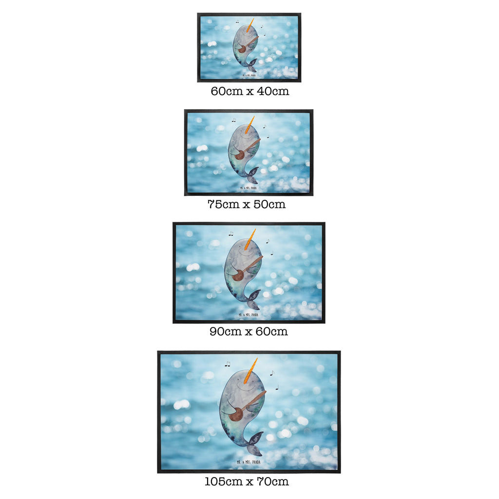 Fußmatte Narwal Gitarre Narwal, Wal, Tanzen, Probleme, Problemlösung, Frust, Gespräche, Gitarre Türvorleger, Schmutzmatte, Fußabtreter, Matte, Schmutzfänger, Fußabstreifer, Schmutzfangmatte, Türmatte, Motivfußmatte,  Haustürmatte, Vorleger  Meerestiere, Meer, Urlaub