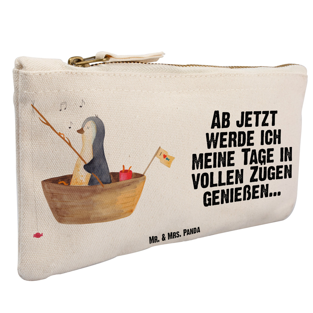 Schminktasche Pinguin Angelboot Schminktasche, Kosmetiktasche, Kosmetikbeutel, Stiftemäppchen, Etui, Federmappe, Makeup, XXL, Schminketui, Kosmetiketui, Schlamperetui, Pinguin, Pinguine, Angeln, Boot, Angelboot, Lebenslust, Leben, genießen, Motivation, Neustart, Neuanfang, Trennung, Scheidung, Geschenkidee Liebeskummer