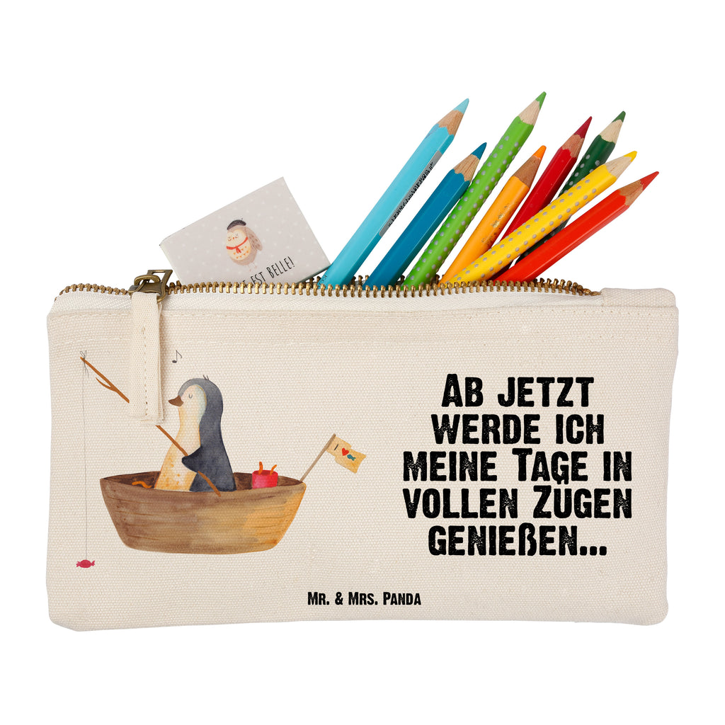 Schminktasche Pinguin Angelboot Schminktasche, Kosmetiktasche, Kosmetikbeutel, Stiftemäppchen, Etui, Federmappe, Makeup, XXL, Schminketui, Kosmetiketui, Schlamperetui, Pinguin, Pinguine, Angeln, Boot, Angelboot, Lebenslust, Leben, genießen, Motivation, Neustart, Neuanfang, Trennung, Scheidung, Geschenkidee Liebeskummer