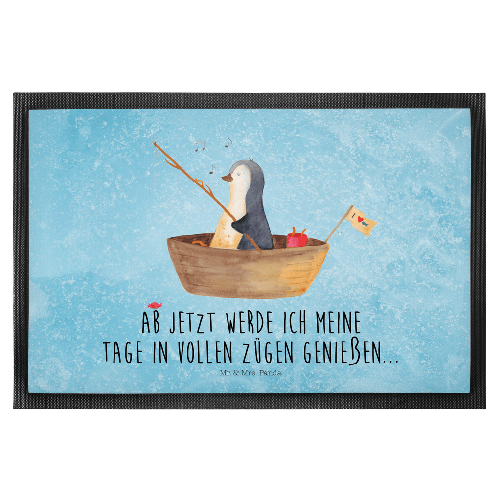 Fußmatte Pinguin Angelboot Türvorleger, Schmutzmatte, Fußabtreter, Matte, Schmutzfänger, Fußabstreifer, Schmutzfangmatte, Türmatte, Motivfußmatte, Haustürmatte, Vorleger, Pinguin, Pinguine, Angeln, Boot, Angelboot, Lebenslust, Leben, genießen, Motivation, Neustart, Neuanfang, Trennung, Scheidung, Geschenkidee Liebeskummer