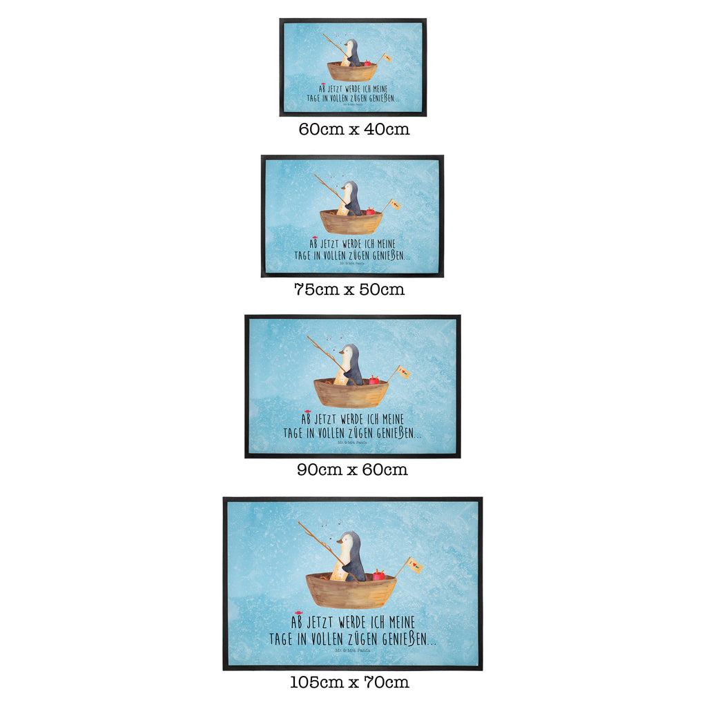 Fußmatte Pinguin Angelboot Türvorleger, Schmutzmatte, Fußabtreter, Matte, Schmutzfänger, Fußabstreifer, Schmutzfangmatte, Türmatte, Motivfußmatte, Haustürmatte, Vorleger, Pinguin, Pinguine, Angeln, Boot, Angelboot, Lebenslust, Leben, genießen, Motivation, Neustart, Neuanfang, Trennung, Scheidung, Geschenkidee Liebeskummer