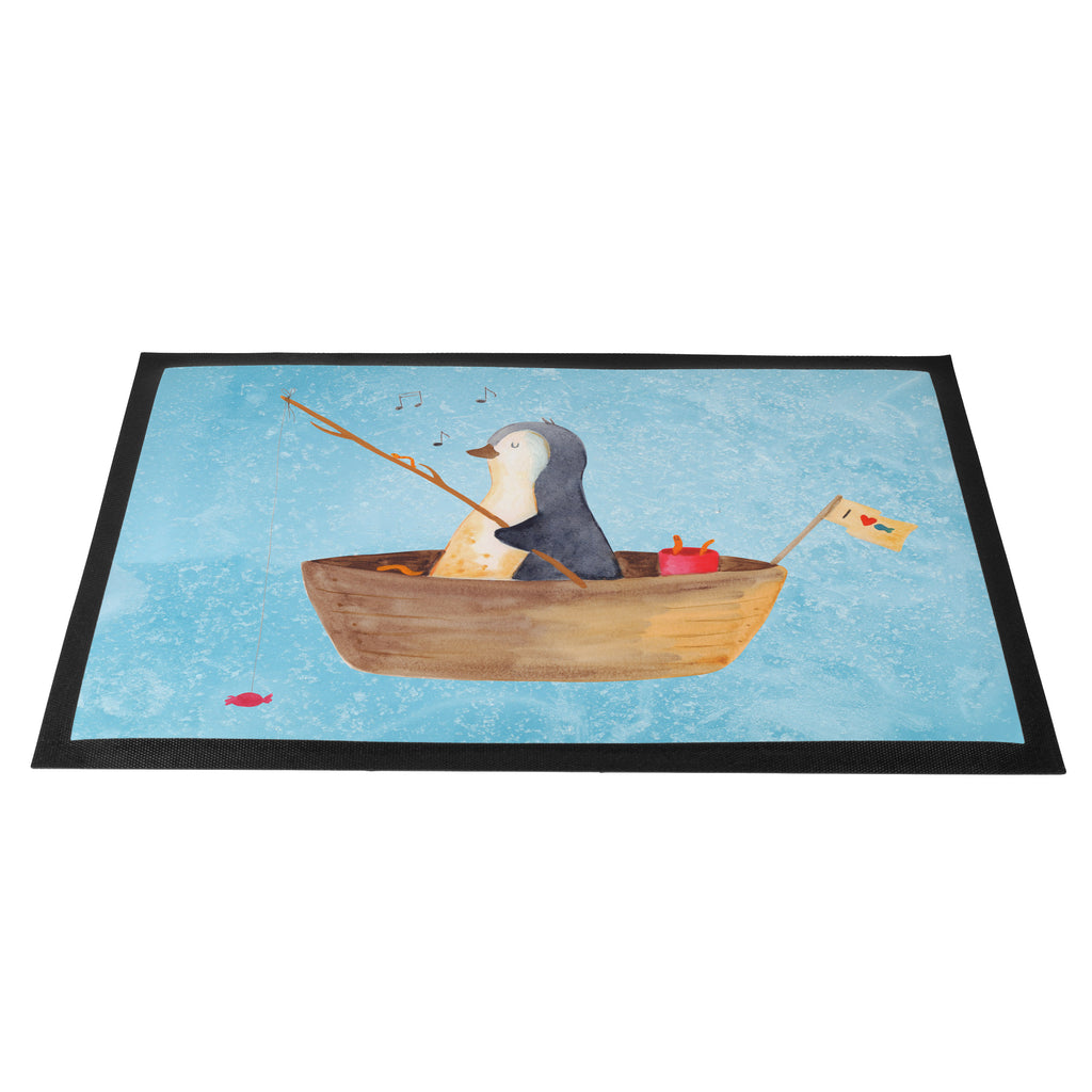 Fußmatte Pinguin Angelboot Türvorleger, Schmutzmatte, Fußabtreter, Matte, Schmutzfänger, Fußabstreifer, Schmutzfangmatte, Türmatte, Motivfußmatte, Haustürmatte, Vorleger, Pinguin, Pinguine, Angeln, Boot, Angelboot, Lebenslust, Leben, genießen, Motivation, Neustart, Neuanfang, Trennung, Scheidung, Geschenkidee Liebeskummer