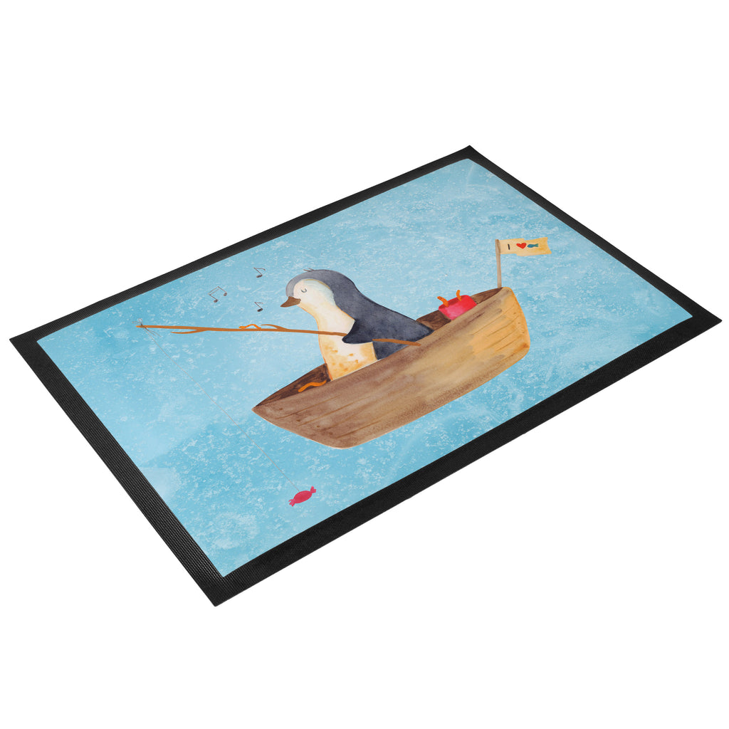 Fußmatte Pinguin Angelboot Türvorleger, Schmutzmatte, Fußabtreter, Matte, Schmutzfänger, Fußabstreifer, Schmutzfangmatte, Türmatte, Motivfußmatte, Haustürmatte, Vorleger, Pinguin, Pinguine, Angeln, Boot, Angelboot, Lebenslust, Leben, genießen, Motivation, Neustart, Neuanfang, Trennung, Scheidung, Geschenkidee Liebeskummer