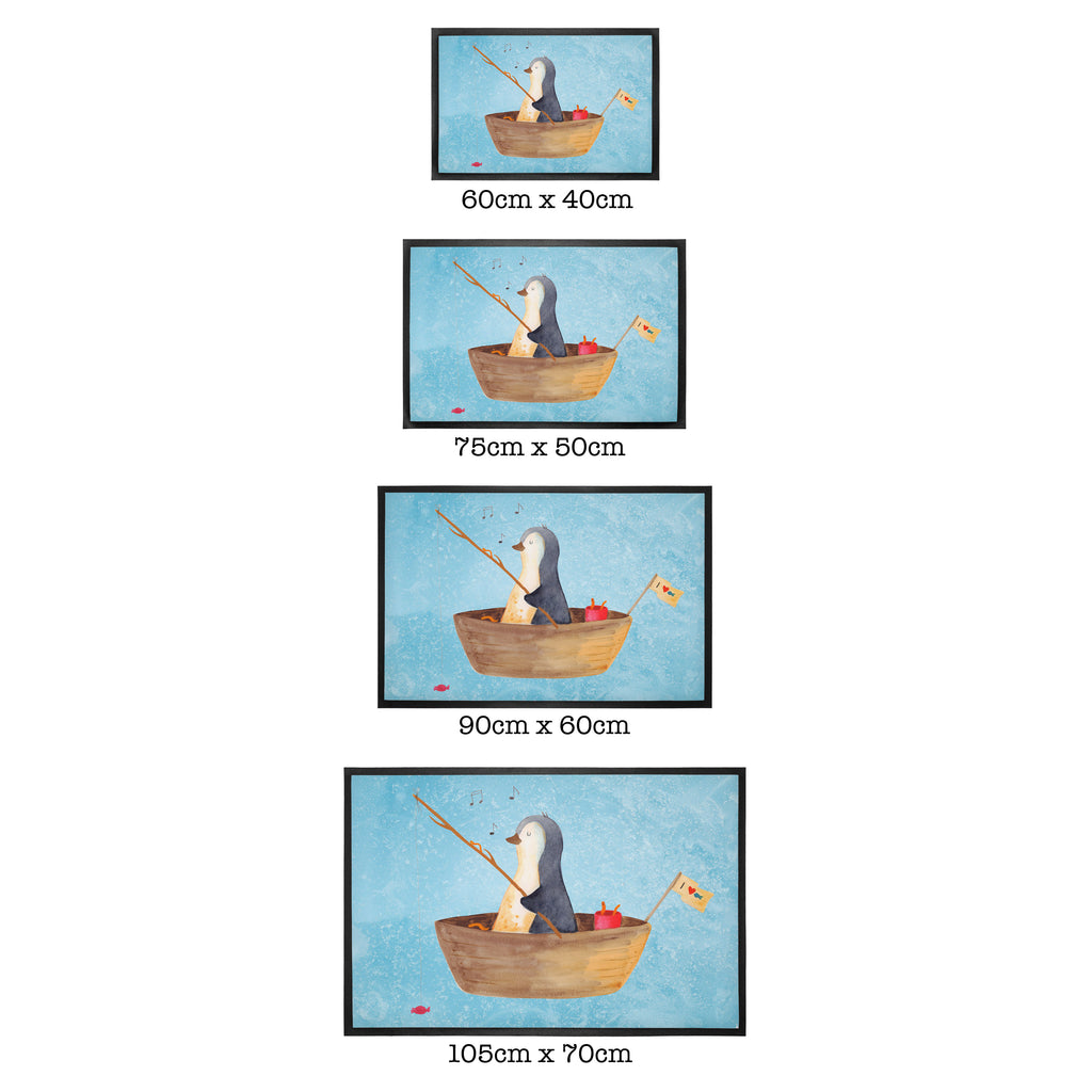Fußmatte Pinguin Angelboot Türvorleger, Schmutzmatte, Fußabtreter, Matte, Schmutzfänger, Fußabstreifer, Schmutzfangmatte, Türmatte, Motivfußmatte, Haustürmatte, Vorleger, Pinguin, Pinguine, Angeln, Boot, Angelboot, Lebenslust, Leben, genießen, Motivation, Neustart, Neuanfang, Trennung, Scheidung, Geschenkidee Liebeskummer
