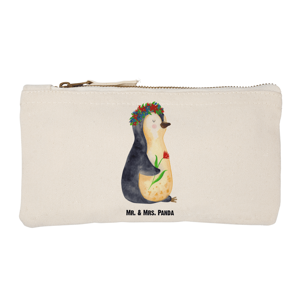 Schminktasche Pinguin Blumenkranz Schminktasche, Kosmetiktasche, Kosmetikbeutel, Stiftemäppchen, Etui, Federmappe, Makeup, XXL, Schminketui, Kosmetiketui, Schlamperetui, Pinguin, Pinguine, Blumenkranz, Universum, Leben, Wünsche, Ziele, Lebensziele, Motivation, Lebenslust, Liebeskummer, Geschenkidee