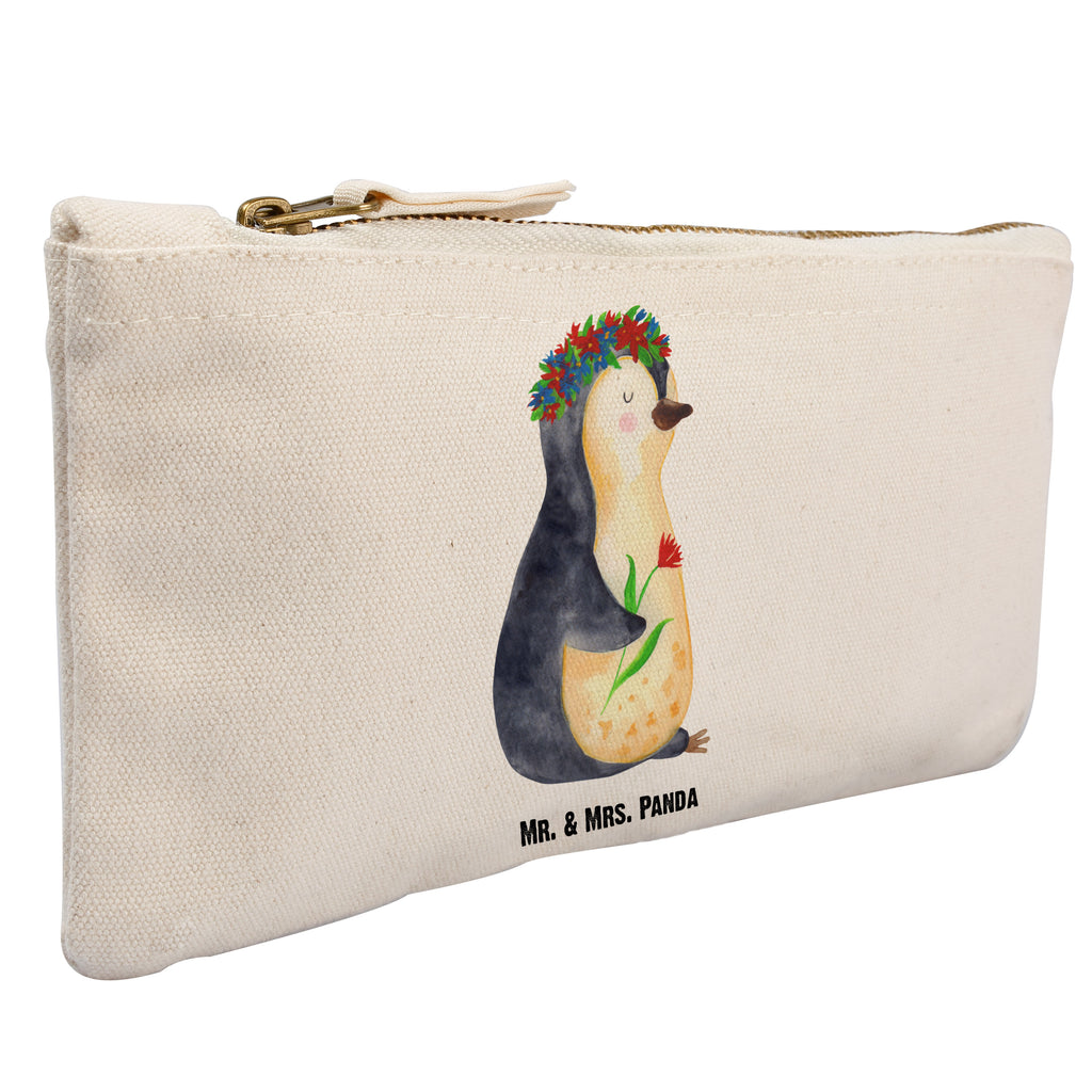 Schminktasche Pinguin Blumenkranz Schminktasche, Kosmetiktasche, Kosmetikbeutel, Stiftemäppchen, Etui, Federmappe, Makeup, XXL, Schminketui, Kosmetiketui, Schlamperetui, Pinguin, Pinguine, Blumenkranz, Universum, Leben, Wünsche, Ziele, Lebensziele, Motivation, Lebenslust, Liebeskummer, Geschenkidee