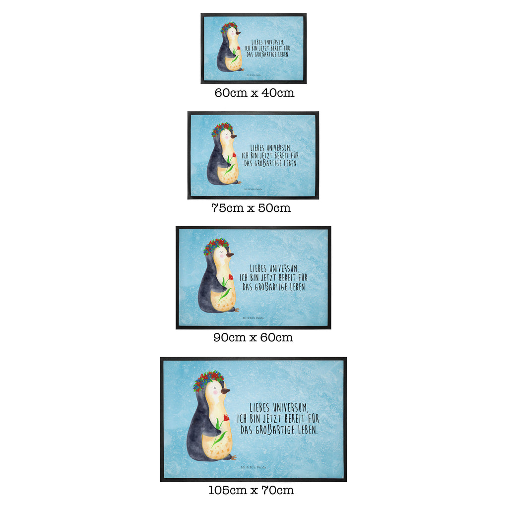 Fußmatte Pinguin Blumenkranz Türvorleger, Schmutzmatte, Fußabtreter, Matte, Schmutzfänger, Fußabstreifer, Schmutzfangmatte, Türmatte, Motivfußmatte, Haustürmatte, Vorleger, Pinguin, Pinguine, Blumenkranz, Universum, Leben, Wünsche, Ziele, Lebensziele, Motivation, Lebenslust, Liebeskummer, Geschenkidee