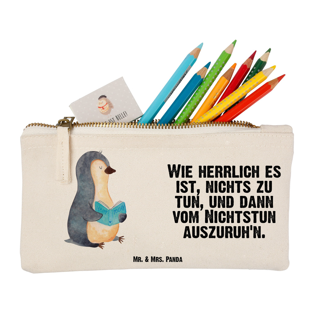 Schminktasche Pinguin Buch Schminktasche, Kosmetiktasche, Kosmetikbeutel, Stiftemäppchen, Etui, Federmappe, Makeup, XXL, Schminketui, Kosmetiketui, Schlamperetui, Pinguin, Pinguine, Buch, Lesen, Bücherwurm, Nichtstun, Faulenzen, Ferien, Urlaub, Freizeit