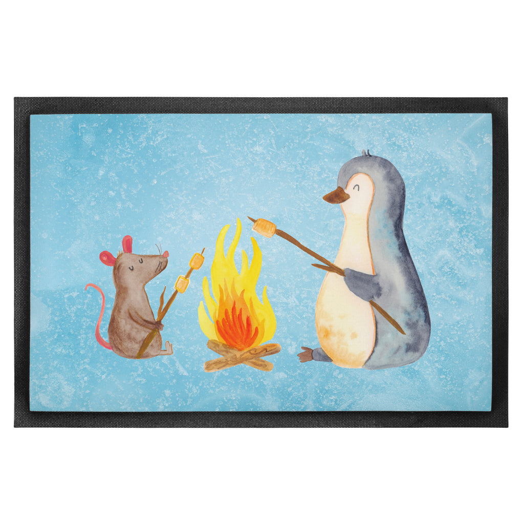 Fußmatte Pinguin Lagerfeuer Türvorleger, Schmutzmatte, Fußabtreter, Matte, Schmutzfänger, Fußabstreifer, Schmutzfangmatte, Türmatte, Motivfußmatte, Haustürmatte, Vorleger, Pinguin, Maus, Pinguine, Lagerfeuer, Leben, Arbeit, Job, Motivation, Büro, Büroalltag, Lebensspruch, Lebensmotivation, Neustart, Liebe, grillen, Feuer, Marshmallows
