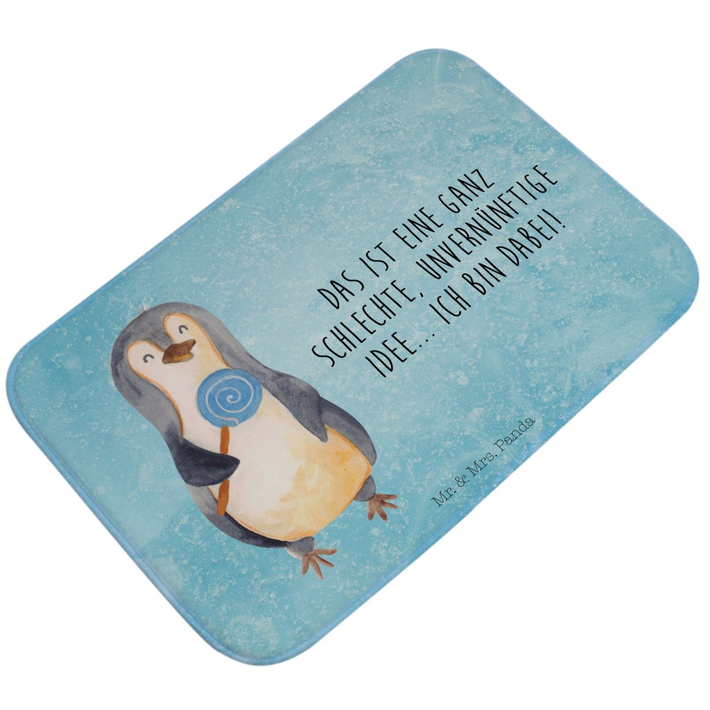 Badvorleger Pinguin Lolli Badematte, Badteppich, Duschvorleger, Badezimmerteppich, Badezimmermatte, Badvorleger, Duschmatte, Duschteppich, Pinguin, Pinguine, Lolli, Süßigkeiten, Blödsinn, Spruch, Rebell, Gauner, Ganove, Rabauke