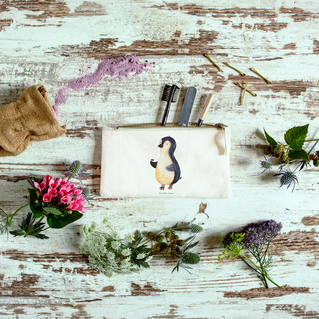 Schminktasche Pinguin Marienkäfer Schminktasche, Kosmetiktasche, Kosmetikbeutel, Stiftemäppchen, Etui, Federmappe, Makeup, XXL, Schminketui, Kosmetiketui, Schlamperetui, Pinguin, Pinguine, Marienkäfer, Liebe, Wunder, Glück, Freude, Lebensfreude