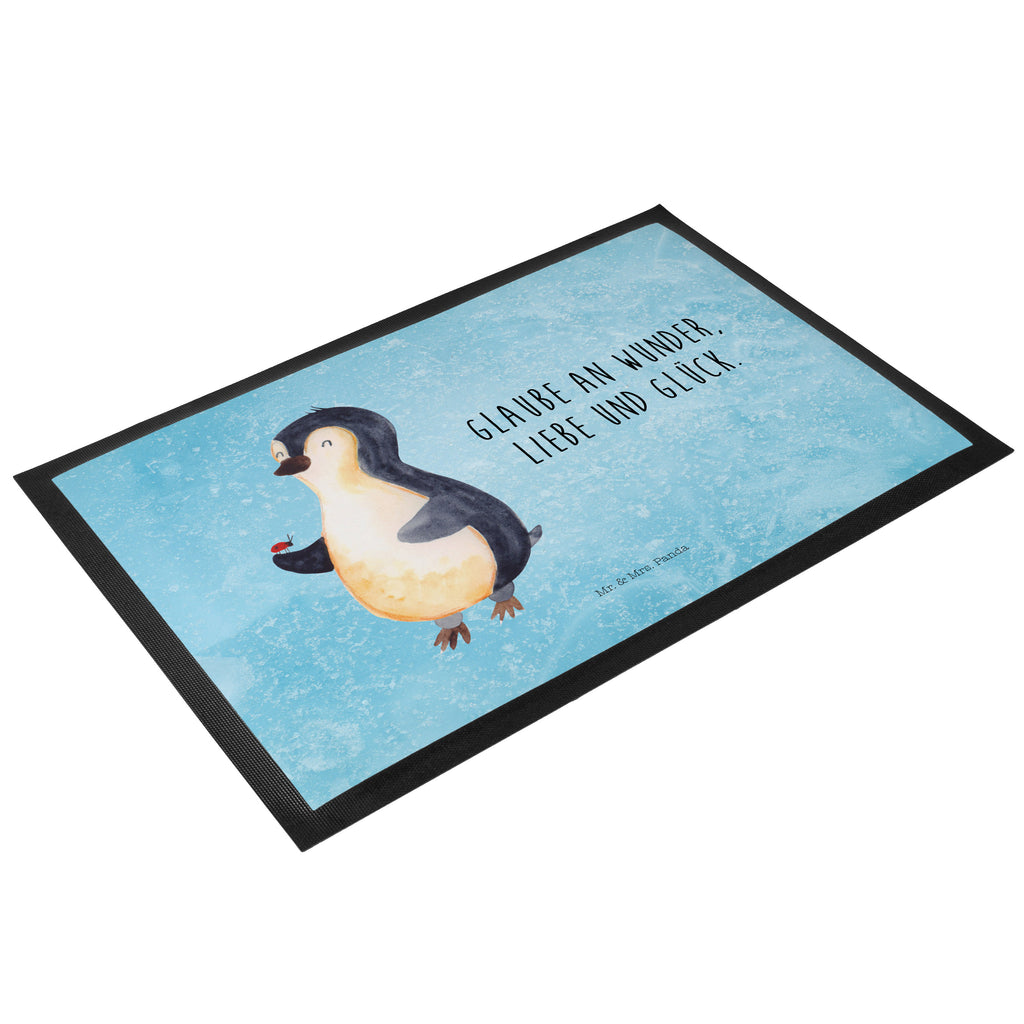 Fußmatte Pinguin Marienkäfer Türvorleger, Schmutzmatte, Fußabtreter, Matte, Schmutzfänger, Fußabstreifer, Schmutzfangmatte, Türmatte, Motivfußmatte, Haustürmatte, Vorleger, Pinguin, Pinguine, Marienkäfer, Liebe, Wunder, Glück, Freude, Lebensfreude