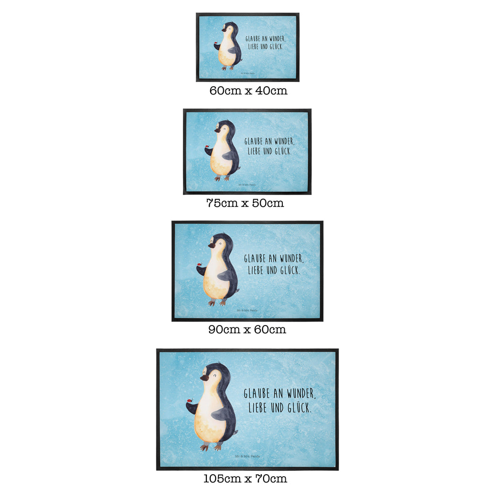 Fußmatte Pinguin Marienkäfer Türvorleger, Schmutzmatte, Fußabtreter, Matte, Schmutzfänger, Fußabstreifer, Schmutzfangmatte, Türmatte, Motivfußmatte, Haustürmatte, Vorleger, Pinguin, Pinguine, Marienkäfer, Liebe, Wunder, Glück, Freude, Lebensfreude