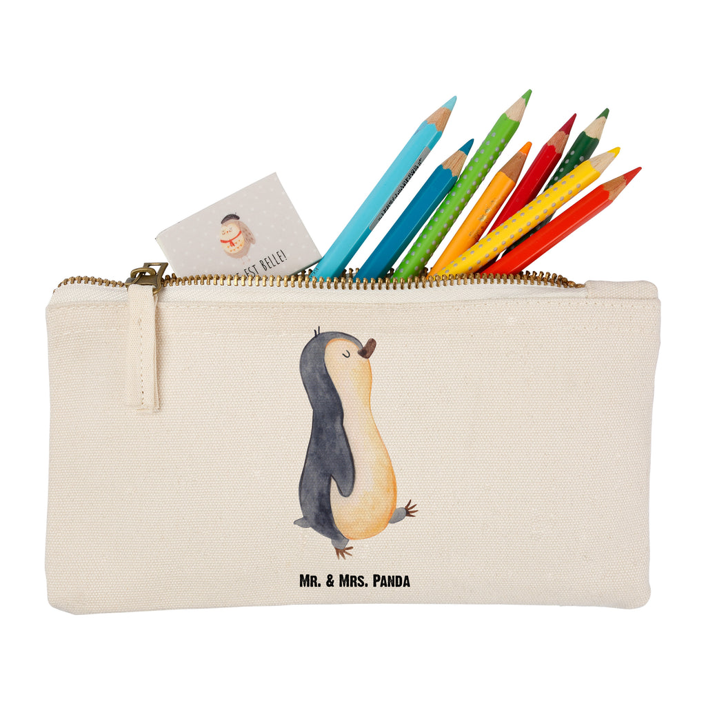 Schminktasche Pinguin marschierend Schminktasche, Kosmetiktasche, Kosmetikbeutel, Stiftemäppchen, Etui, Federmappe, Makeup, XXL, Schminketui, Kosmetiketui, Schlamperetui, Pinguin, Pinguine, Frühaufsteher, Langschläfer, Bruder, Schwester, Familie