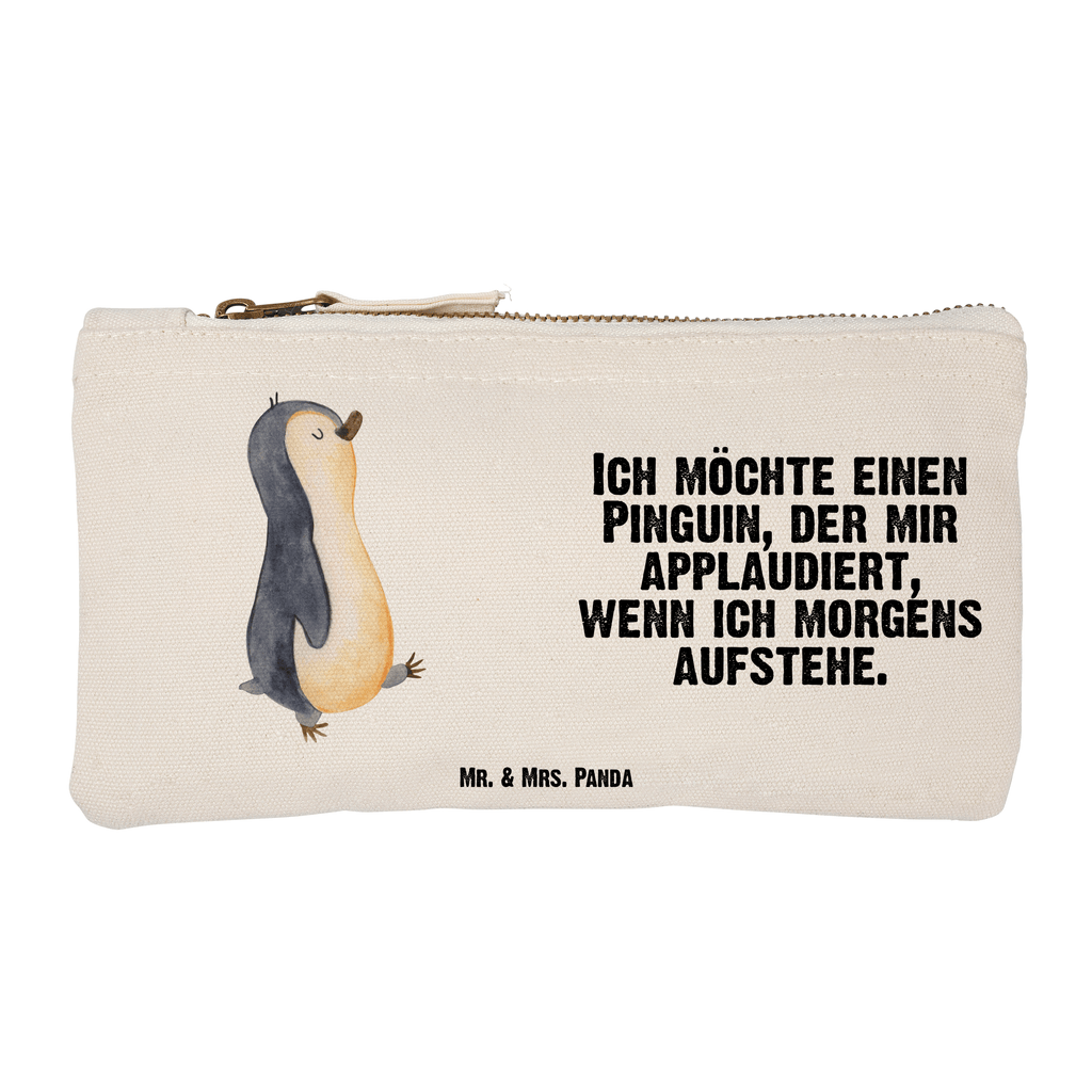 Schminktasche Pinguin marschierend Schminktasche, Kosmetiktasche, Kosmetikbeutel, Stiftemäppchen, Etui, Federmappe, Makeup, XXL, Schminketui, Kosmetiketui, Schlamperetui, Pinguin, Pinguine, Frühaufsteher, Langschläfer, Bruder, Schwester, Familie