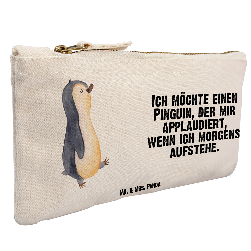Schminktasche Pinguin marschierend Schminktasche, Kosmetiktasche, Kosmetikbeutel, Stiftemäppchen, Etui, Federmappe, Makeup, XXL, Schminketui, Kosmetiketui, Schlamperetui, Pinguin, Pinguine, Frühaufsteher, Langschläfer, Bruder, Schwester, Familie