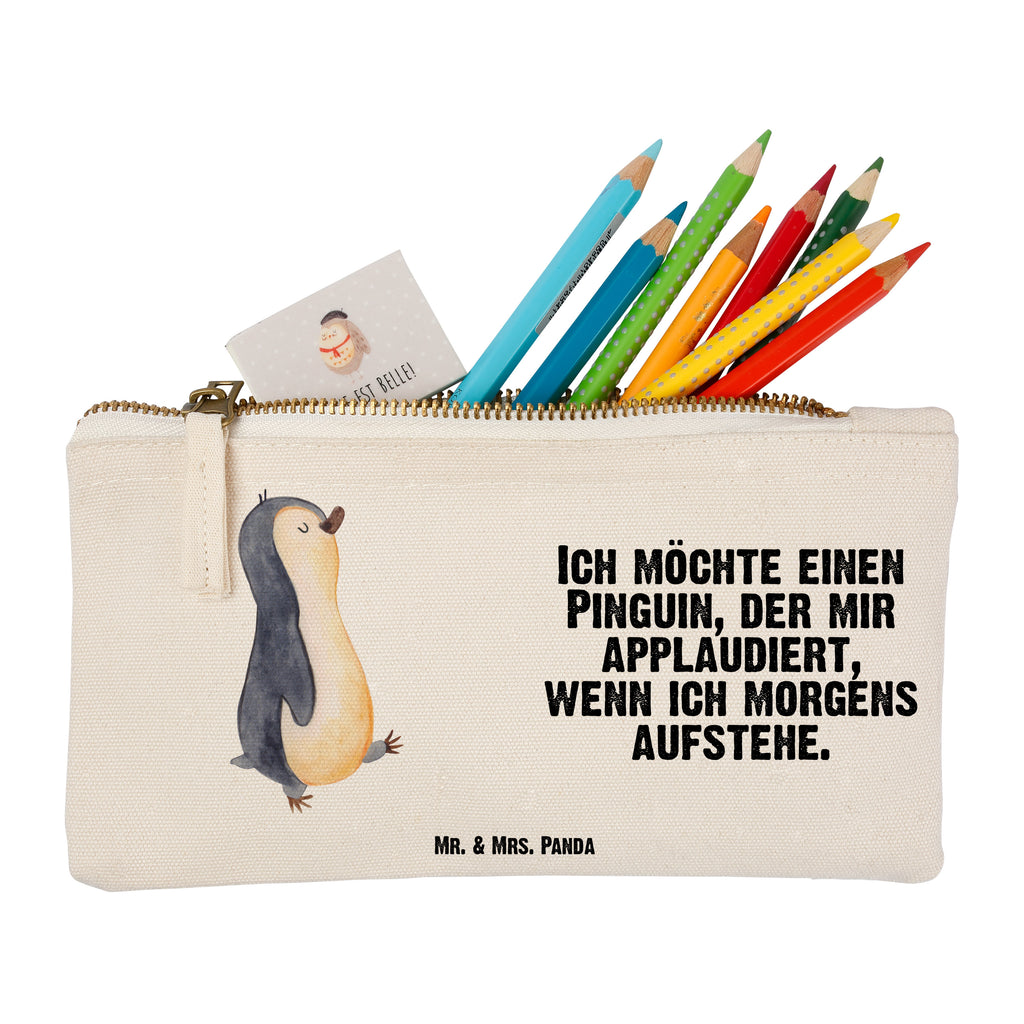 Schminktasche Pinguin marschierend Schminktasche, Kosmetiktasche, Kosmetikbeutel, Stiftemäppchen, Etui, Federmappe, Makeup, XXL, Schminketui, Kosmetiketui, Schlamperetui, Pinguin, Pinguine, Frühaufsteher, Langschläfer, Bruder, Schwester, Familie