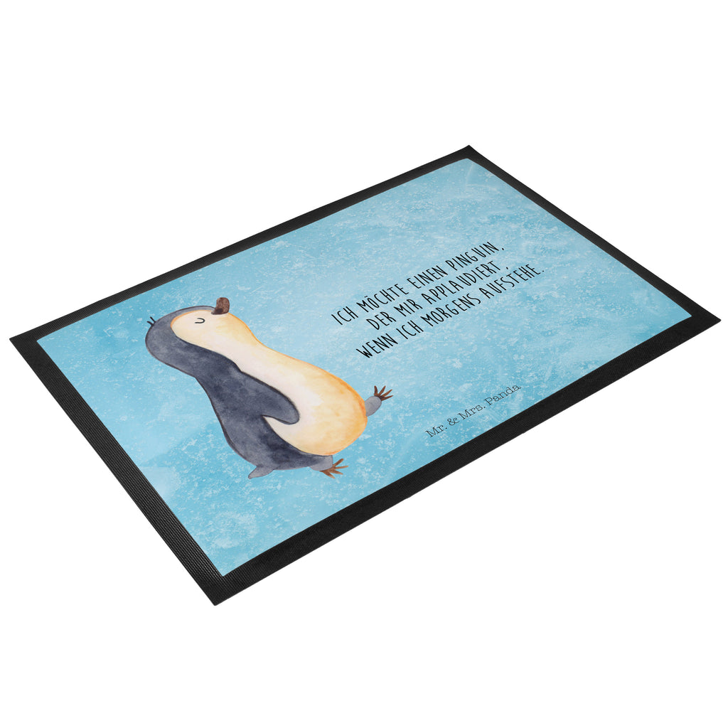 Fußmatte Pinguin marschierend Türvorleger, Schmutzmatte, Fußabtreter, Matte, Schmutzfänger, Fußabstreifer, Schmutzfangmatte, Türmatte, Motivfußmatte, Haustürmatte, Vorleger, Pinguin, Pinguine, Frühaufsteher, Langschläfer, Bruder, Schwester, Familie