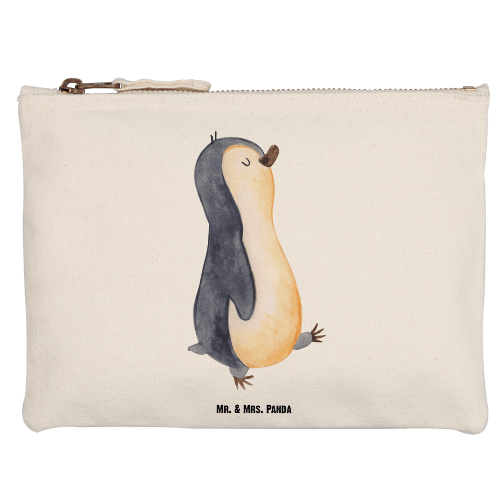 Schminktasche Pinguin marschierend Schminktasche, Kosmetiktasche, Kosmetikbeutel, Stiftemäppchen, Etui, Federmappe, Makeup, XXL, Schminketui, Kosmetiketui, Schlamperetui, Pinguin, Pinguine, Frühaufsteher, Langschläfer, Bruder, Schwester, Familie