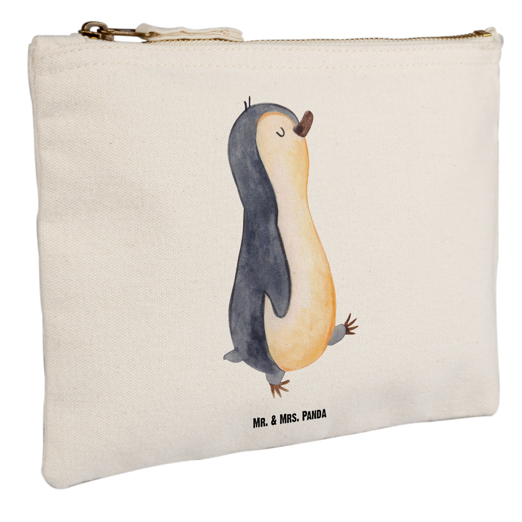Schminktasche Pinguin marschierend Schminktasche, Kosmetiktasche, Kosmetikbeutel, Stiftemäppchen, Etui, Federmappe, Makeup, XXL, Schminketui, Kosmetiketui, Schlamperetui, Pinguin, Pinguine, Frühaufsteher, Langschläfer, Bruder, Schwester, Familie